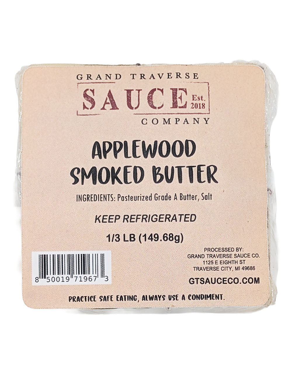 Applewood Smoked Butter, 1/3 lb block