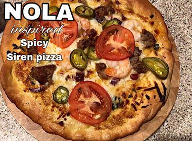 NOLA inspired Spicy Siren pizza